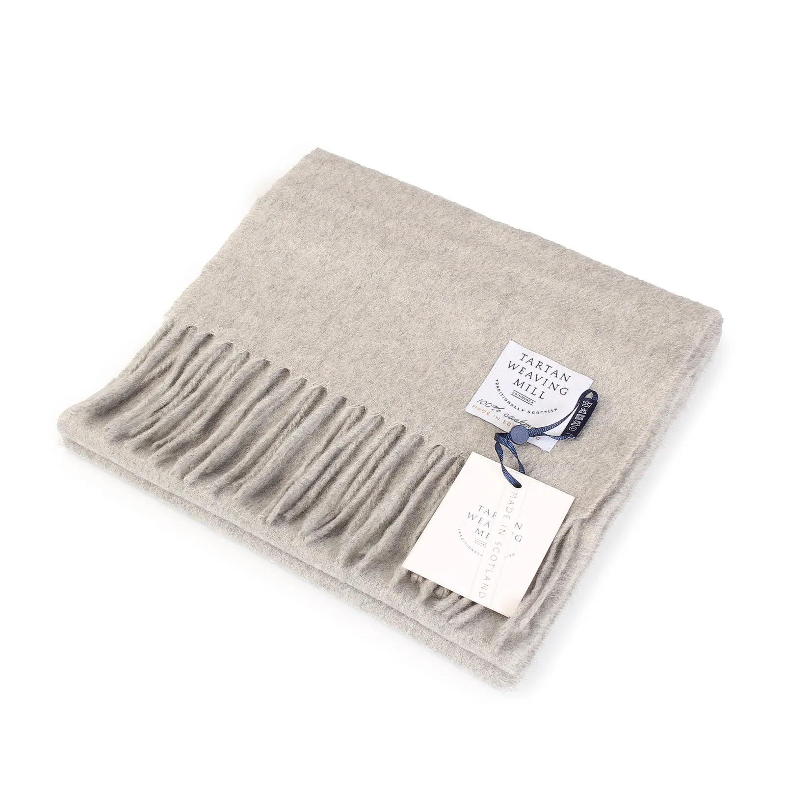 100% Cashmere Scarf Made In Scotland Light Grey