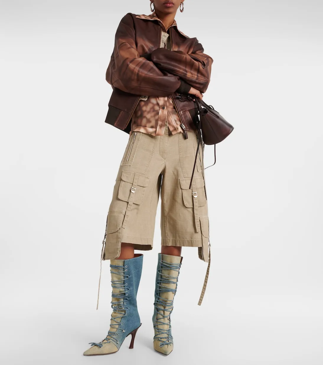 Acne Studios distressed denim boots, blue