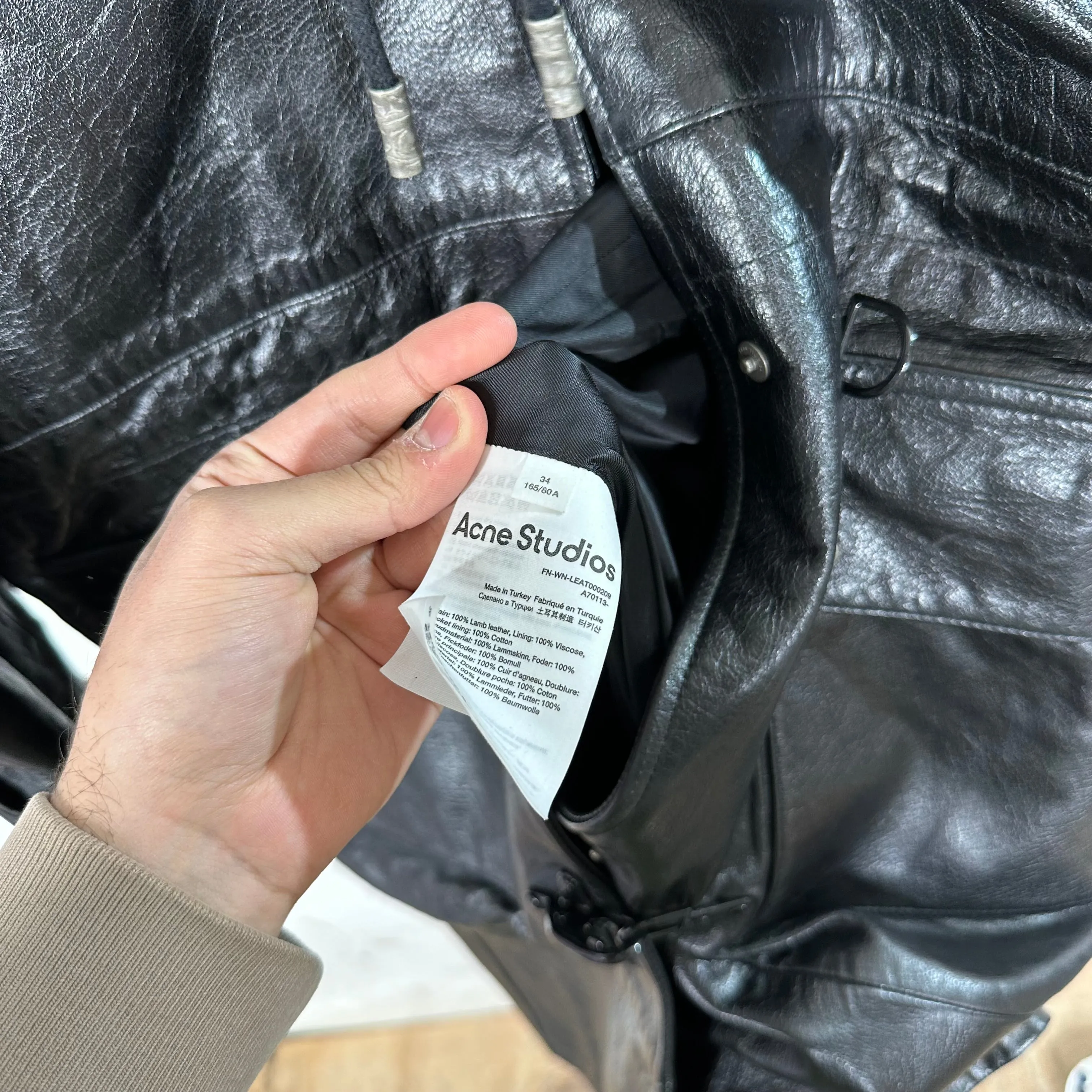 Acne Studios Leather Fireman Trench Jacket