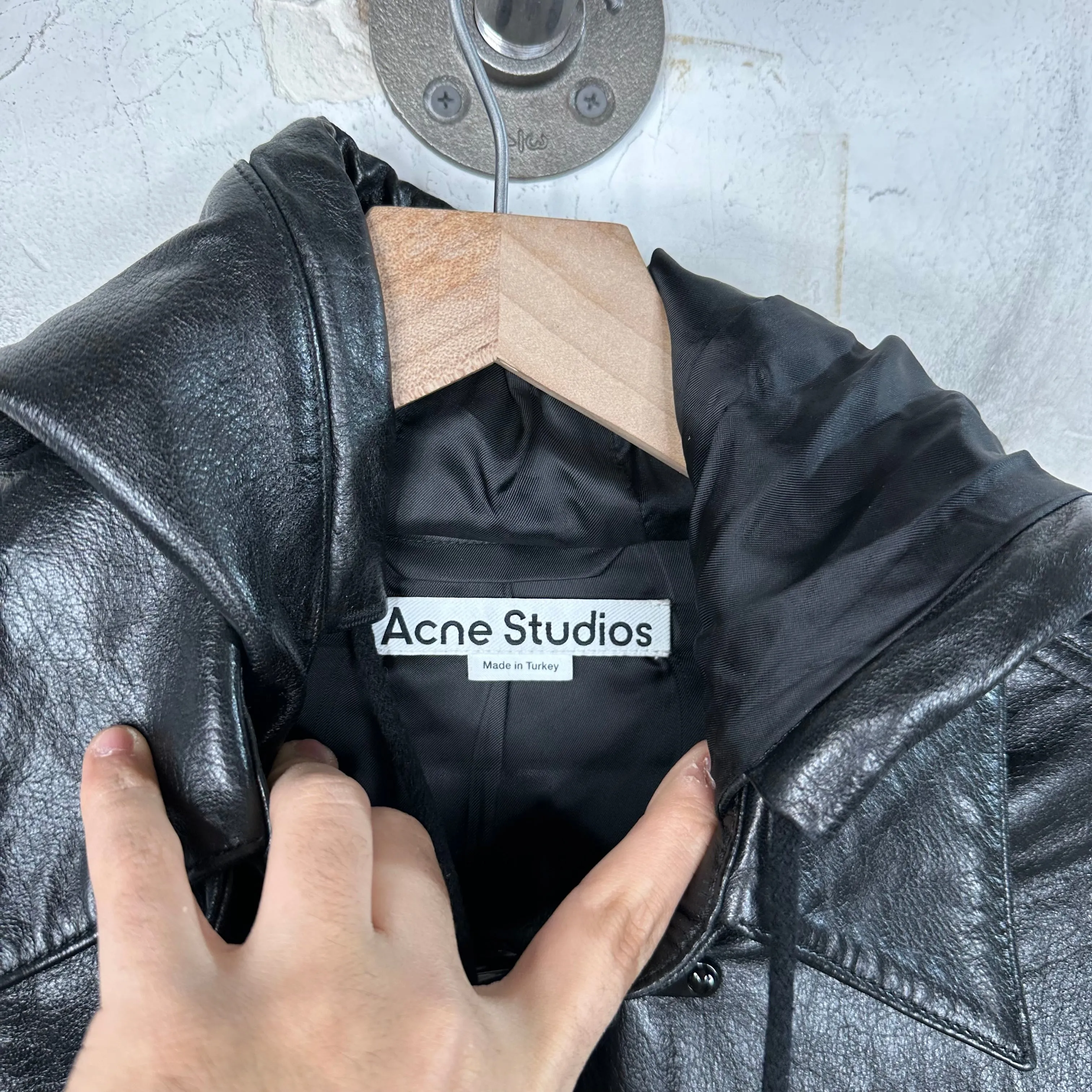 Acne Studios Leather Fireman Trench Jacket