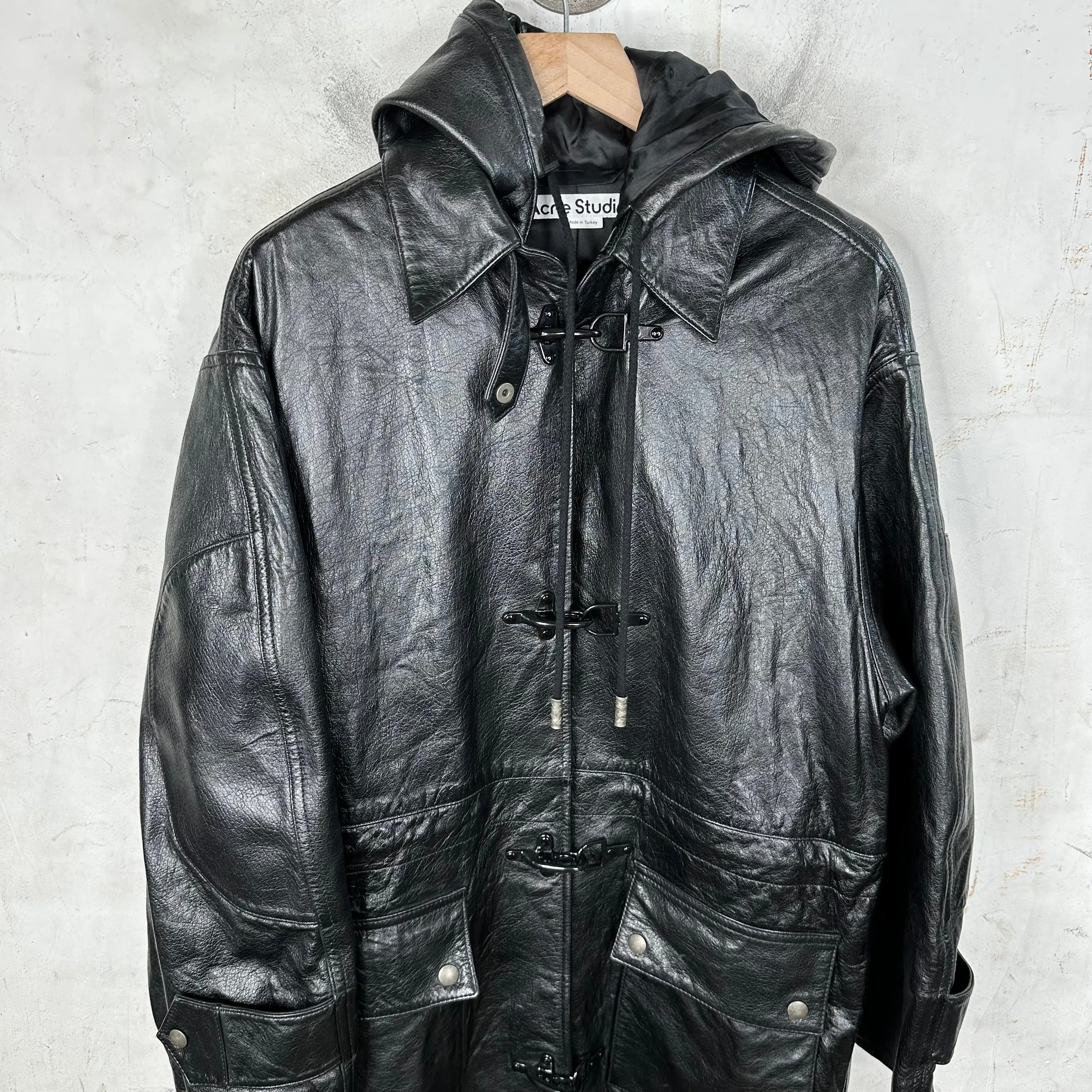 Acne Studios Leather Fireman Trench Jacket