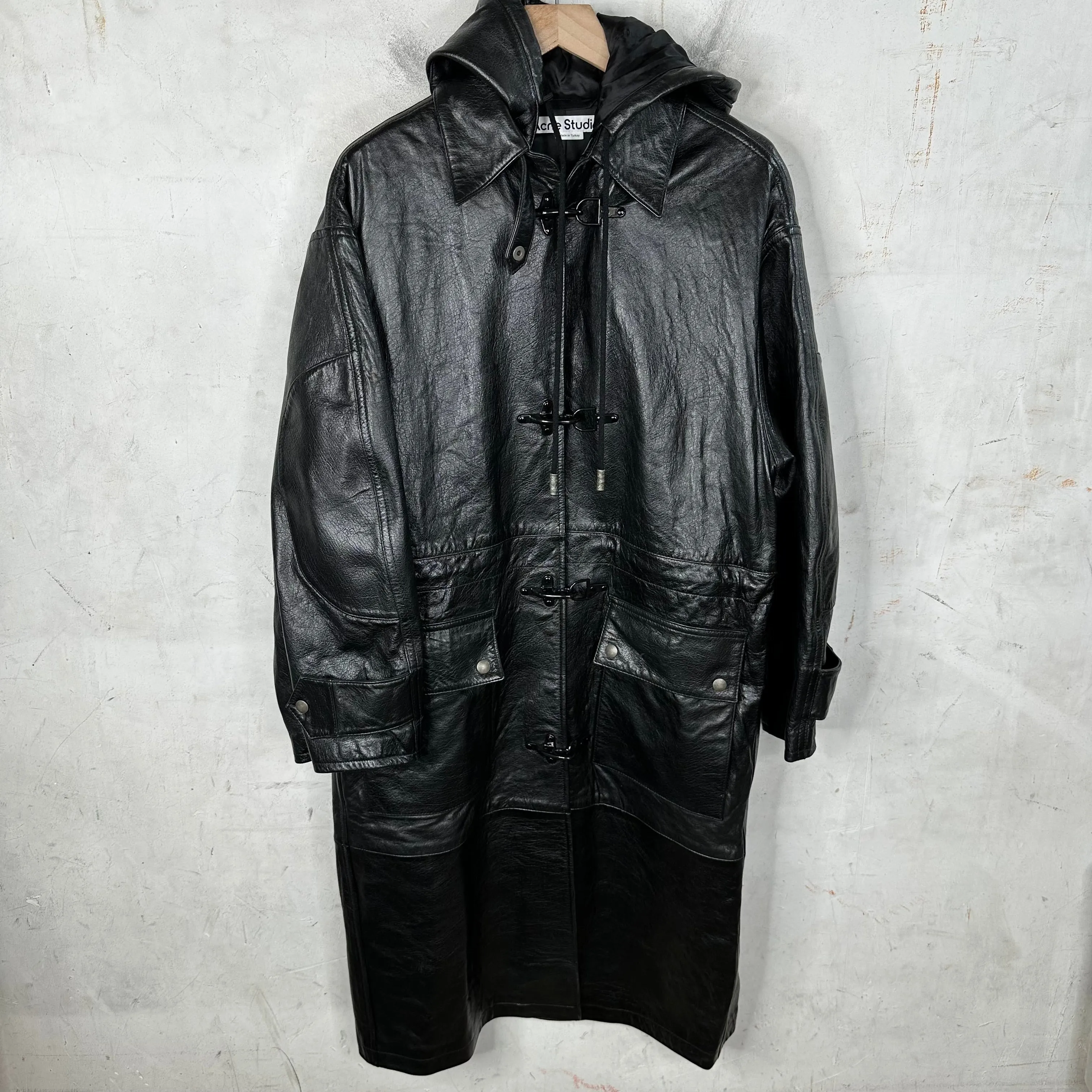 Acne Studios Leather Fireman Trench Jacket