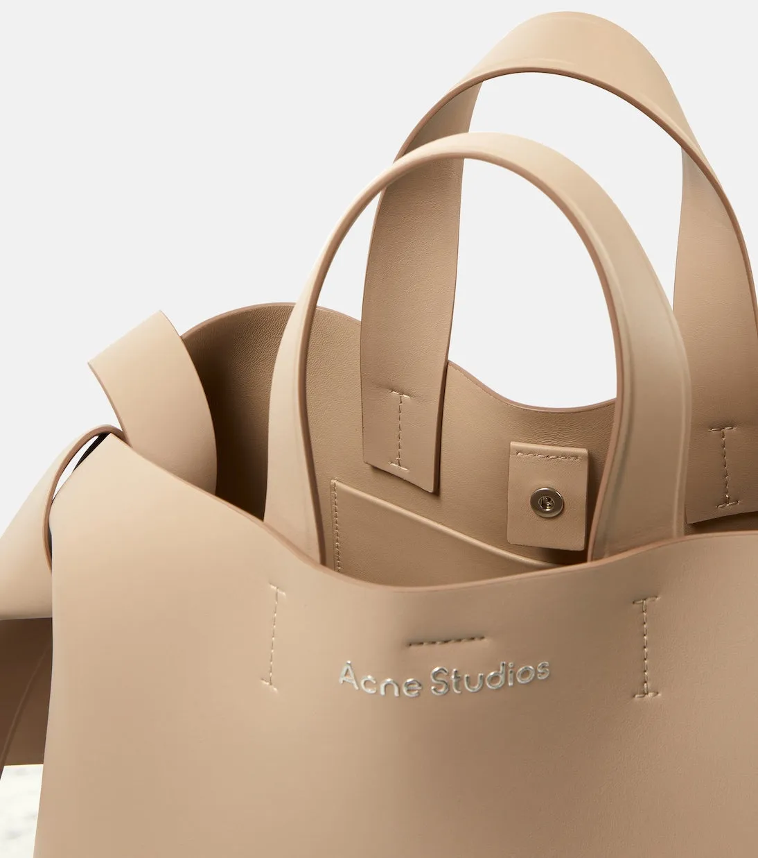 Acne Studios Medium Musubi Leather Tote, Beige