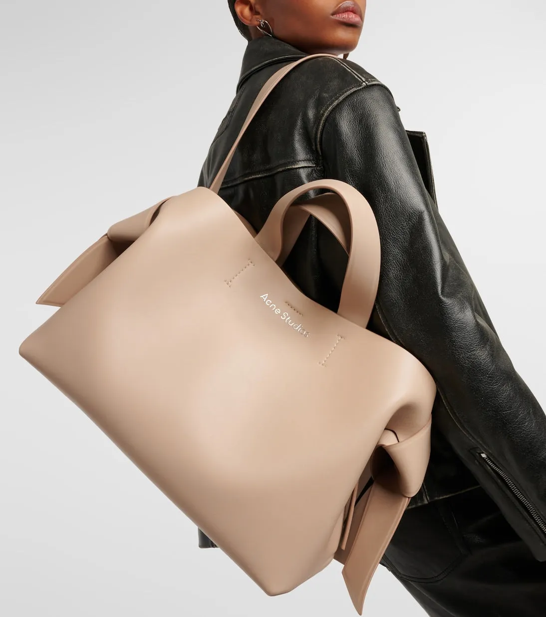 Acne Studios Medium Musubi Leather Tote, Beige