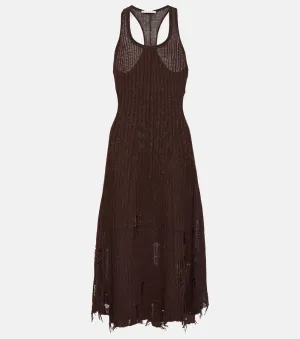Acne Studios ribbed linen midi dress, brown