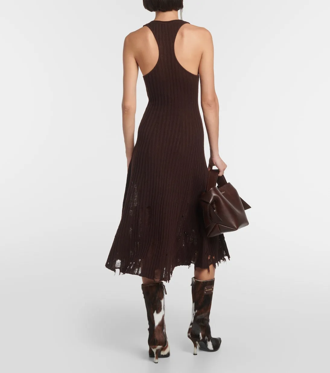 Acne Studios ribbed linen midi dress, brown