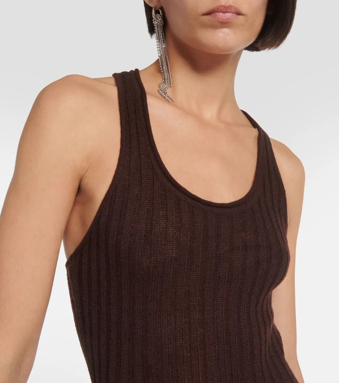 Acne Studios ribbed linen midi dress, brown