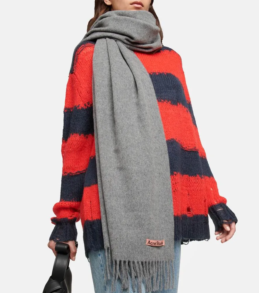 Acne Studios wool scarf, gray