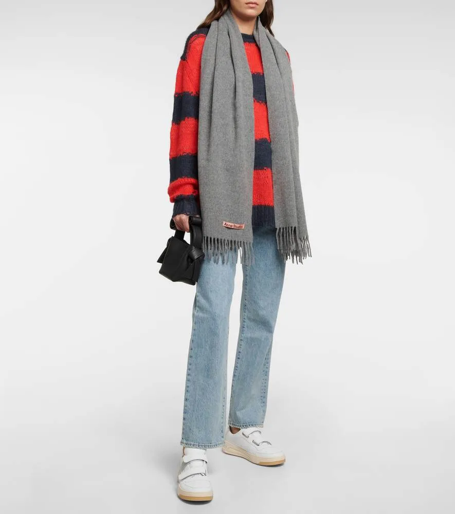Acne Studios wool scarf, gray