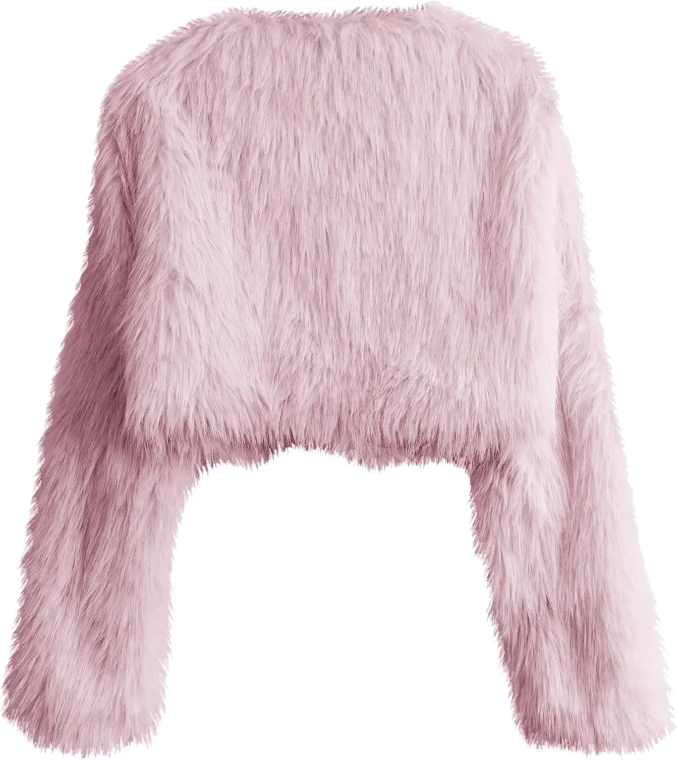 Amazhiyu Women's Faux Fur Cropped Coat Long Sleeve Open Front Winter Jacket