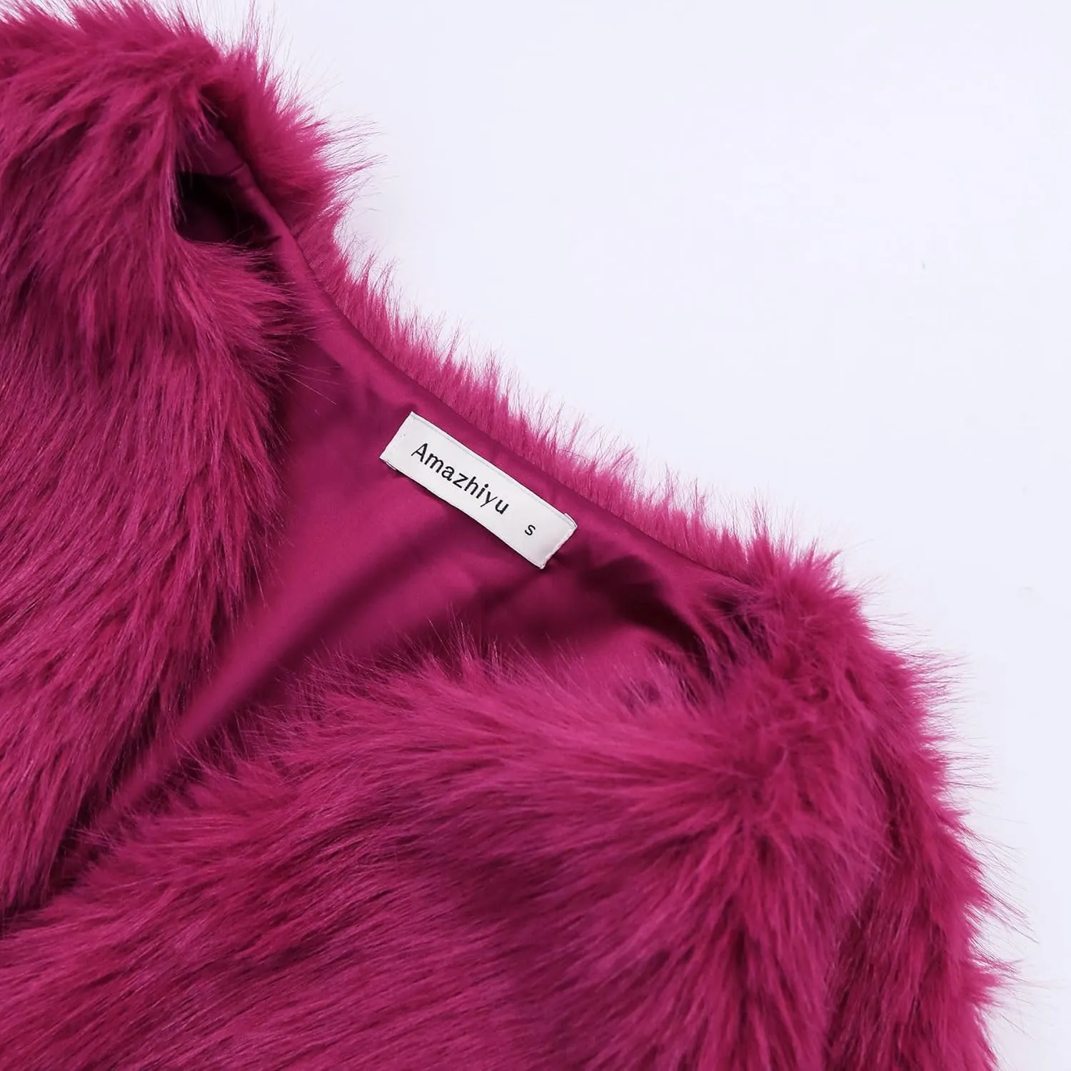 Amazhiyu Women's Faux Fur Cropped Coat Long Sleeve Open Front Winter Jacket