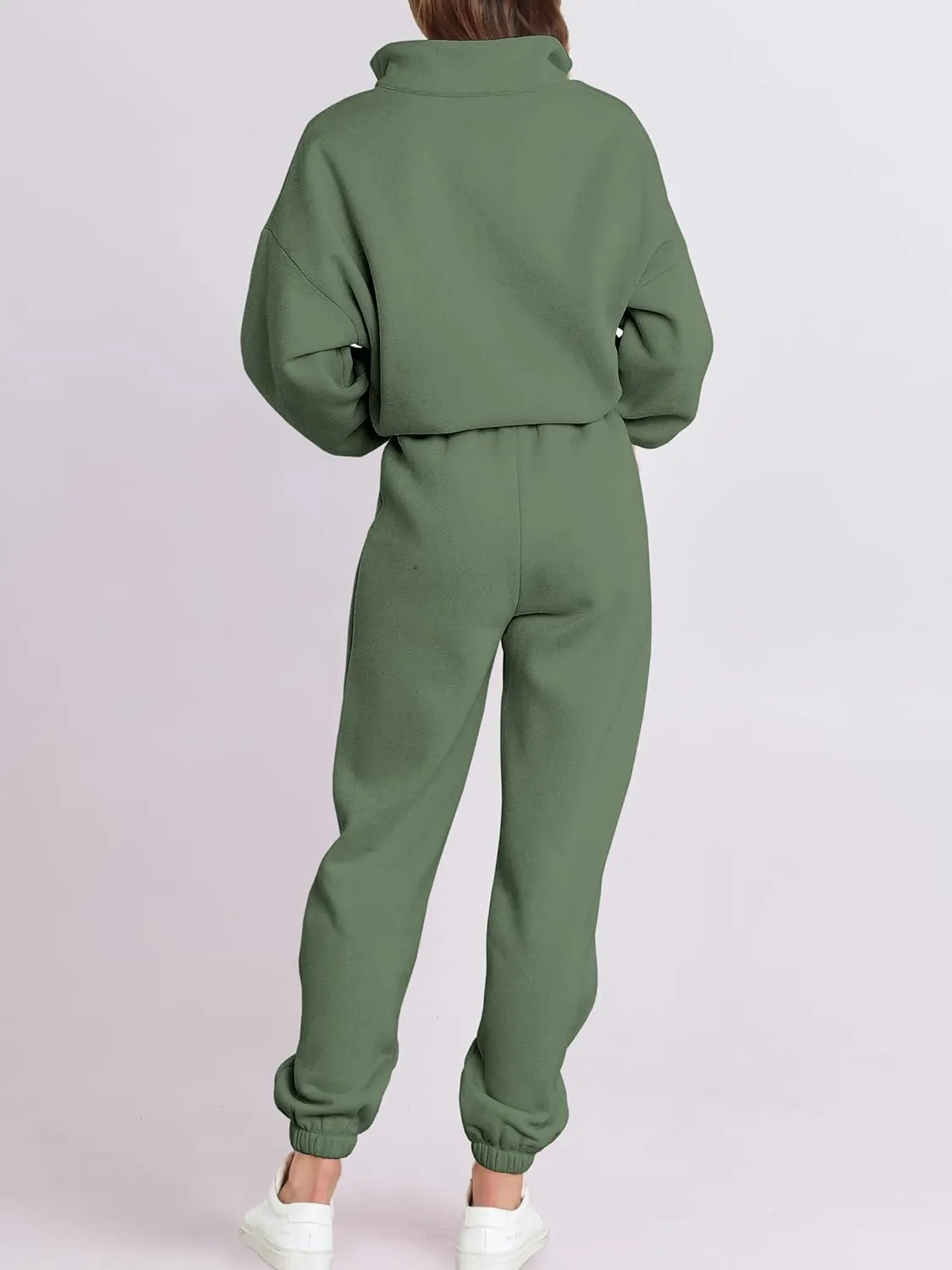 ANRABESS Women 2 Piece Outfits Sweatsuit Oversized Half Zip Sweatshirt Jogger Sweatpants Tracksuit Lounge Set 2025 Clothes