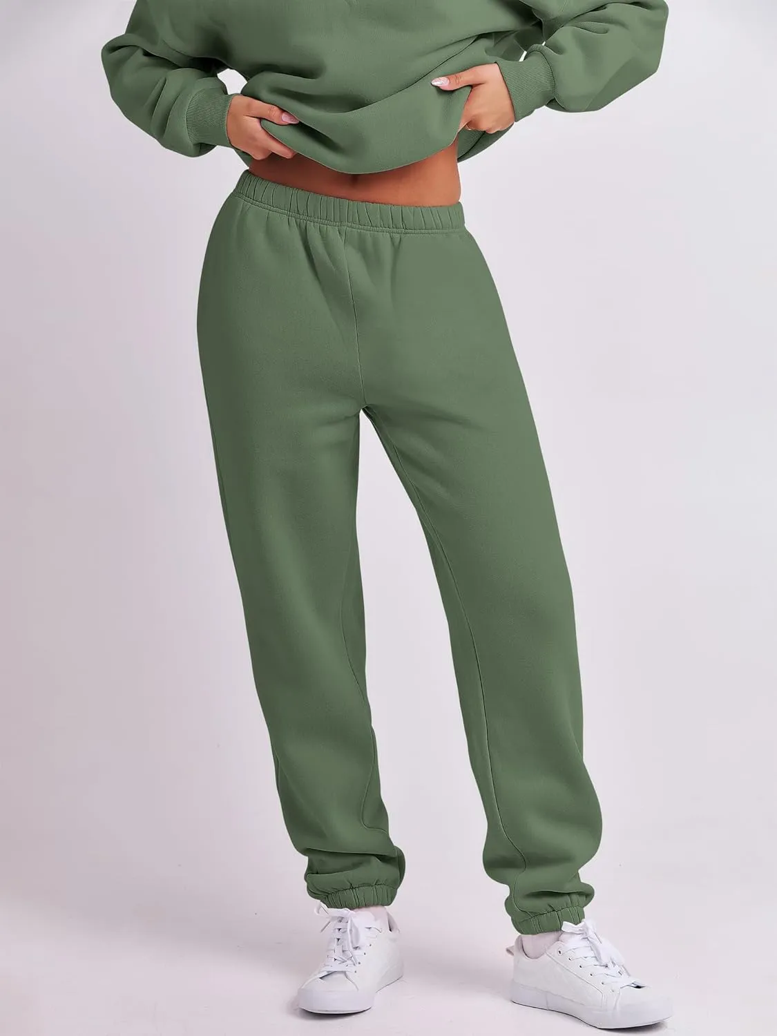 ANRABESS Women 2 Piece Outfits Sweatsuit Oversized Half Zip Sweatshirt Jogger Sweatpants Tracksuit Lounge Set 2025 Clothes