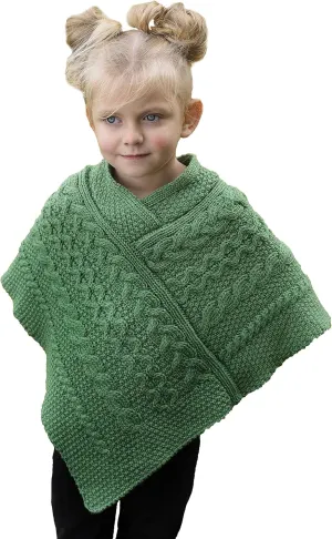 Aran Crafts Kid's Irish Cable Knitted Soft Cape Poncho (100% Merino Wool)