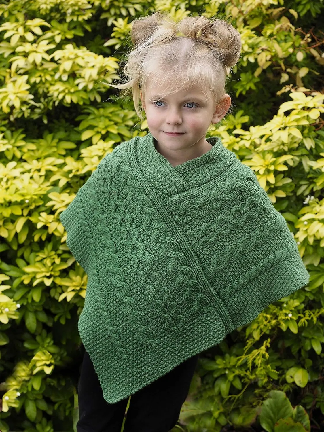 Aran Crafts Kid's Irish Cable Knitted Soft Cape Poncho (100% Merino Wool)