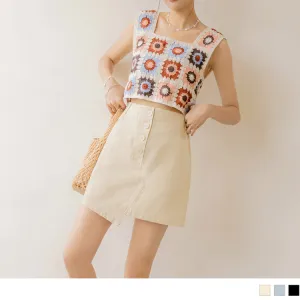 ASYMMETRICAL HIGH WAIST HEM A-LINE MINI SKIRTS
