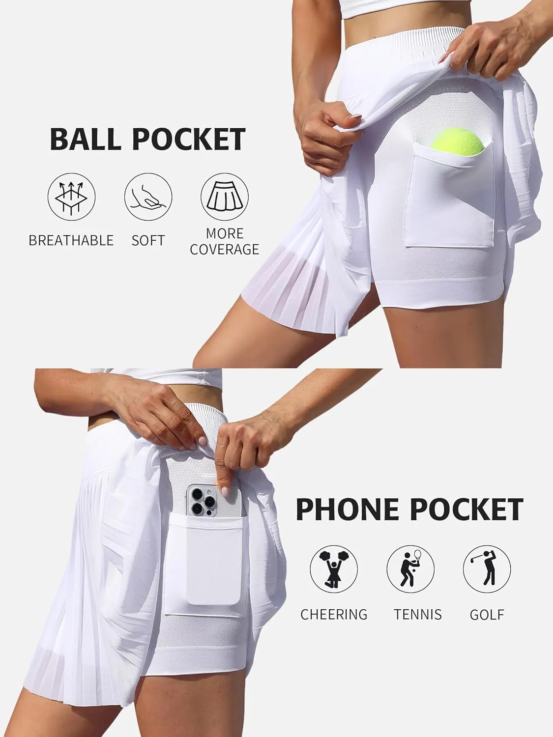 ATTRACO Pleated Tennis Skirts for Women with Shorts High Waisted Golf Athletic Skorts Lightweight Workout Skirts