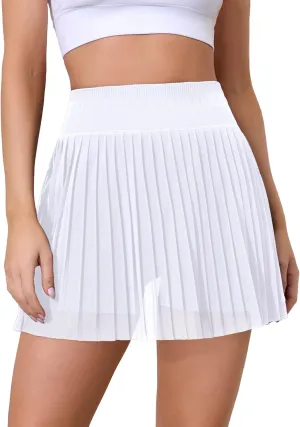 ATTRACO Pleated Tennis Skirts for Women with Shorts High Waisted Golf Athletic Skorts Lightweight Workout Skirts