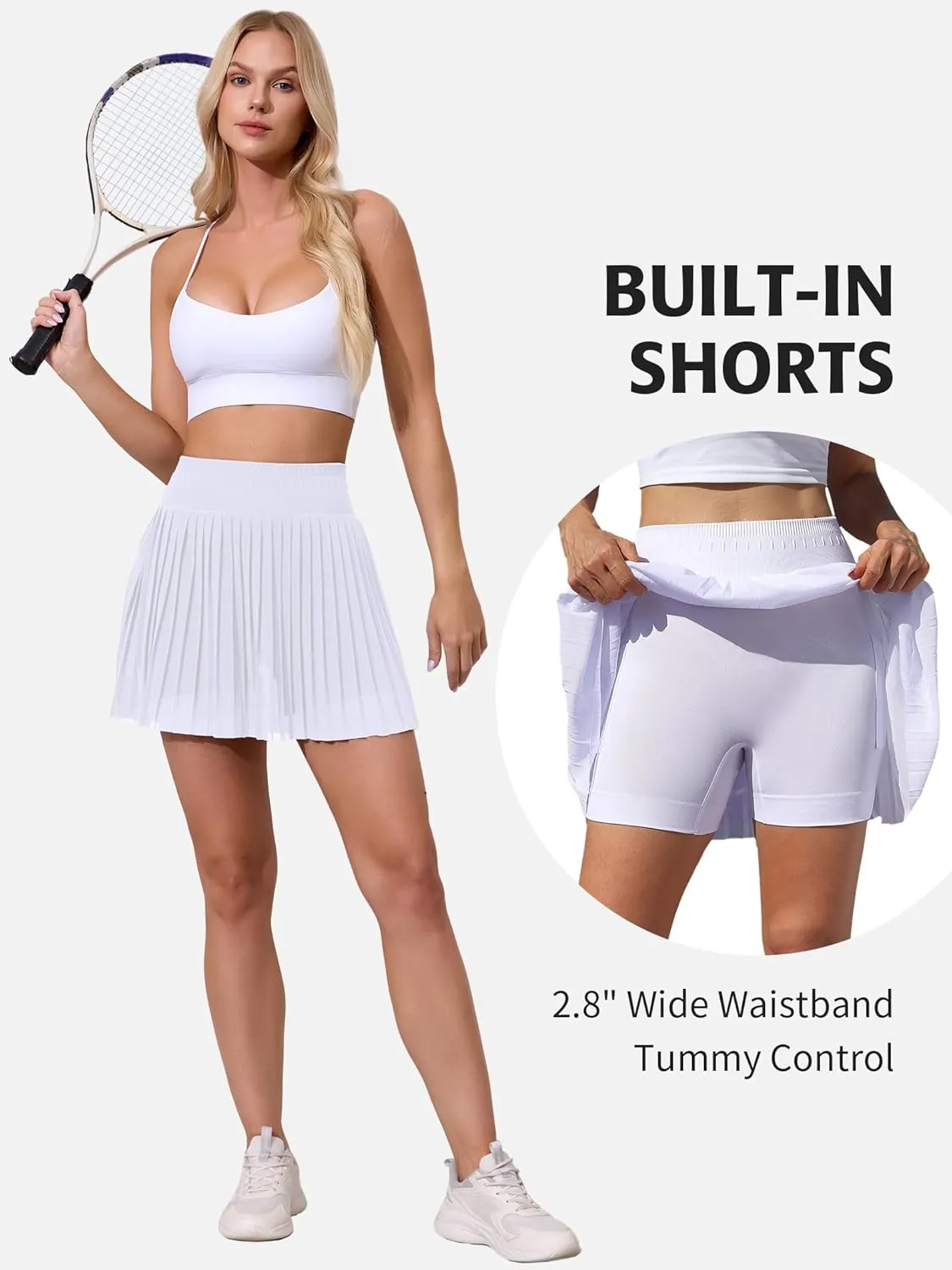 ATTRACO Pleated Tennis Skirts for Women with Shorts High Waisted Golf Athletic Skorts Lightweight Workout Skirts