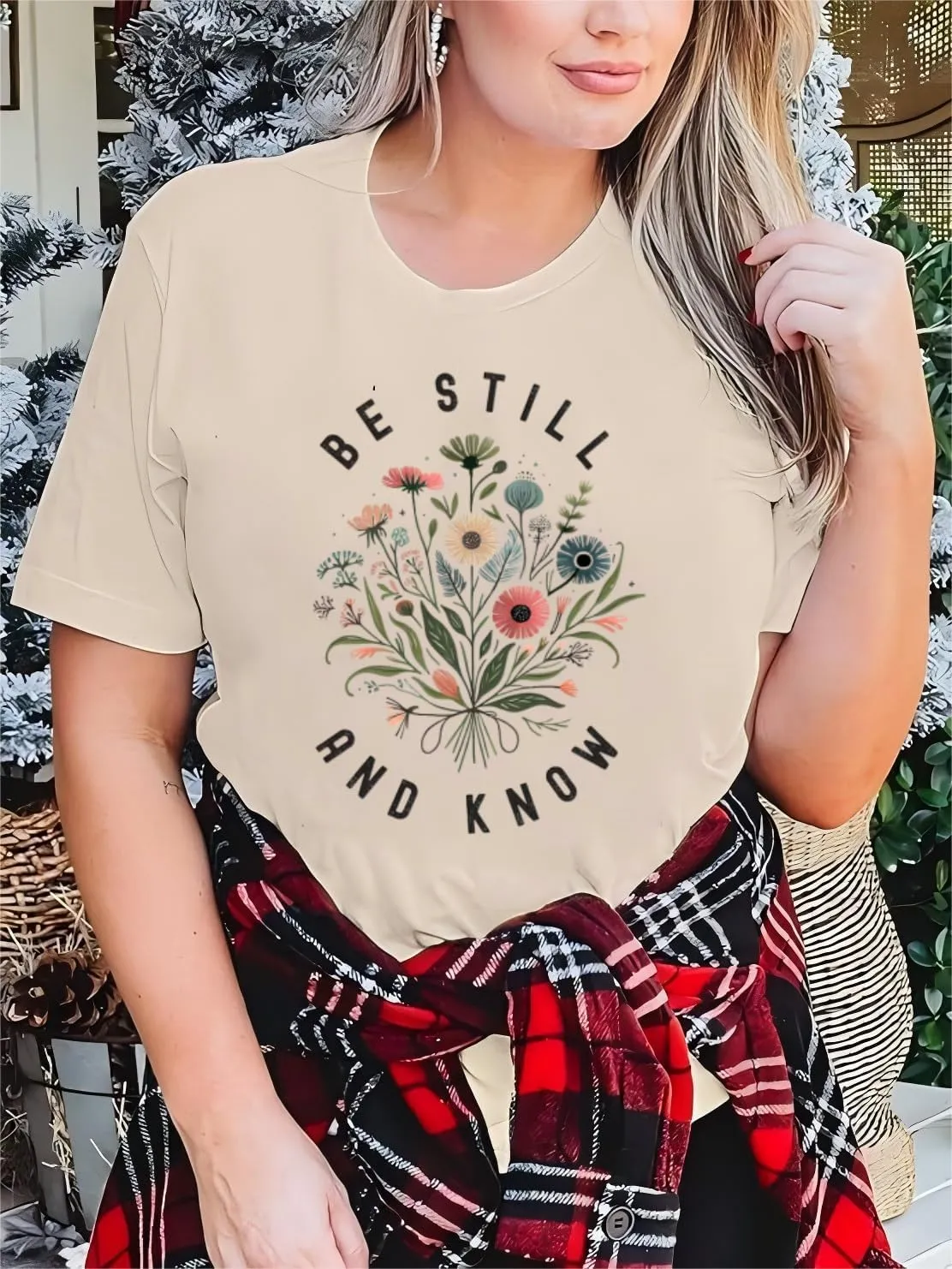 Be Still and Know Shirts for Women Casual Short Sleeve Christian Tee Tops