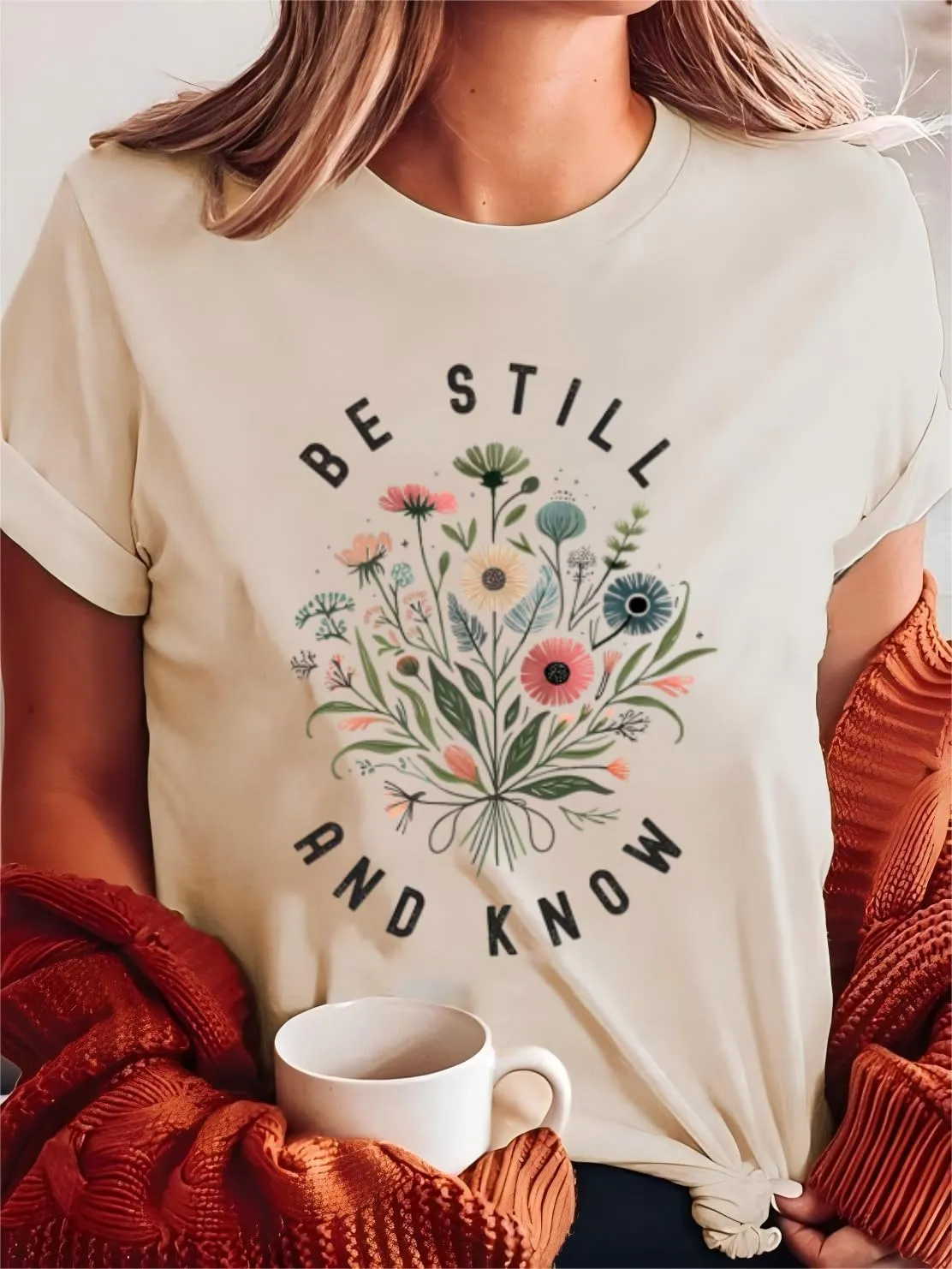 Be Still and Know Shirts for Women Casual Short Sleeve Christian Tee Tops
