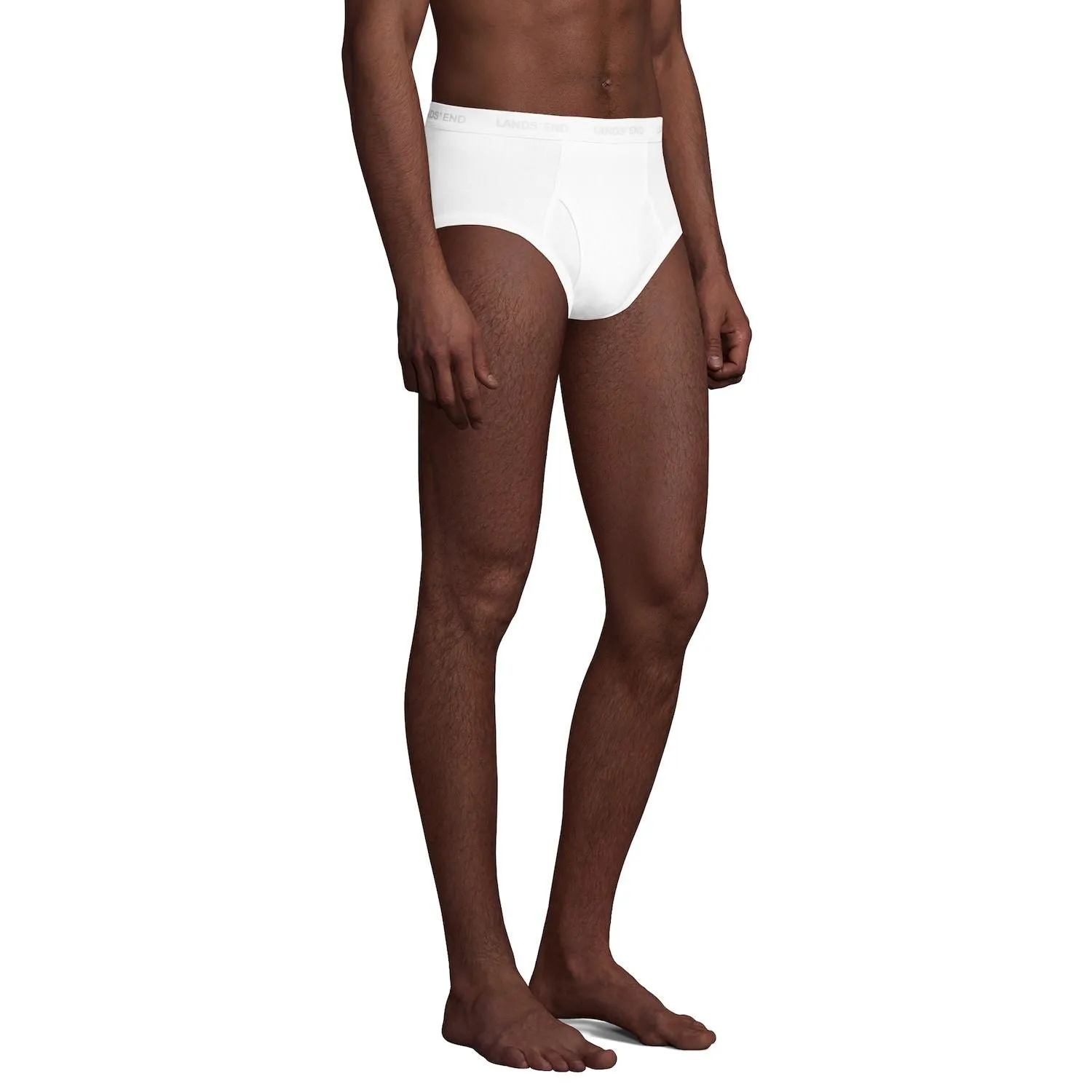 Big & Tall Lands' End Three Piece Briefs Set, White
