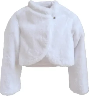 Bonnie Jean Girls Size 12M-16 Faux Fur Wrap Shrug Sweater Jacket