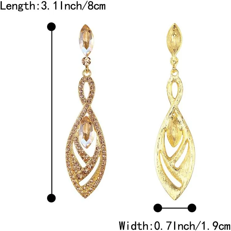 BriLove Women's Crystal Gorgeous Twisted Dual Chandelier Teardrop Fashion Pierced Dangle Earrings