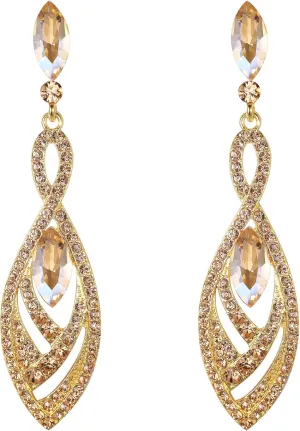 BriLove Women's Crystal Gorgeous Twisted Dual Chandelier Teardrop Fashion Pierced Dangle Earrings