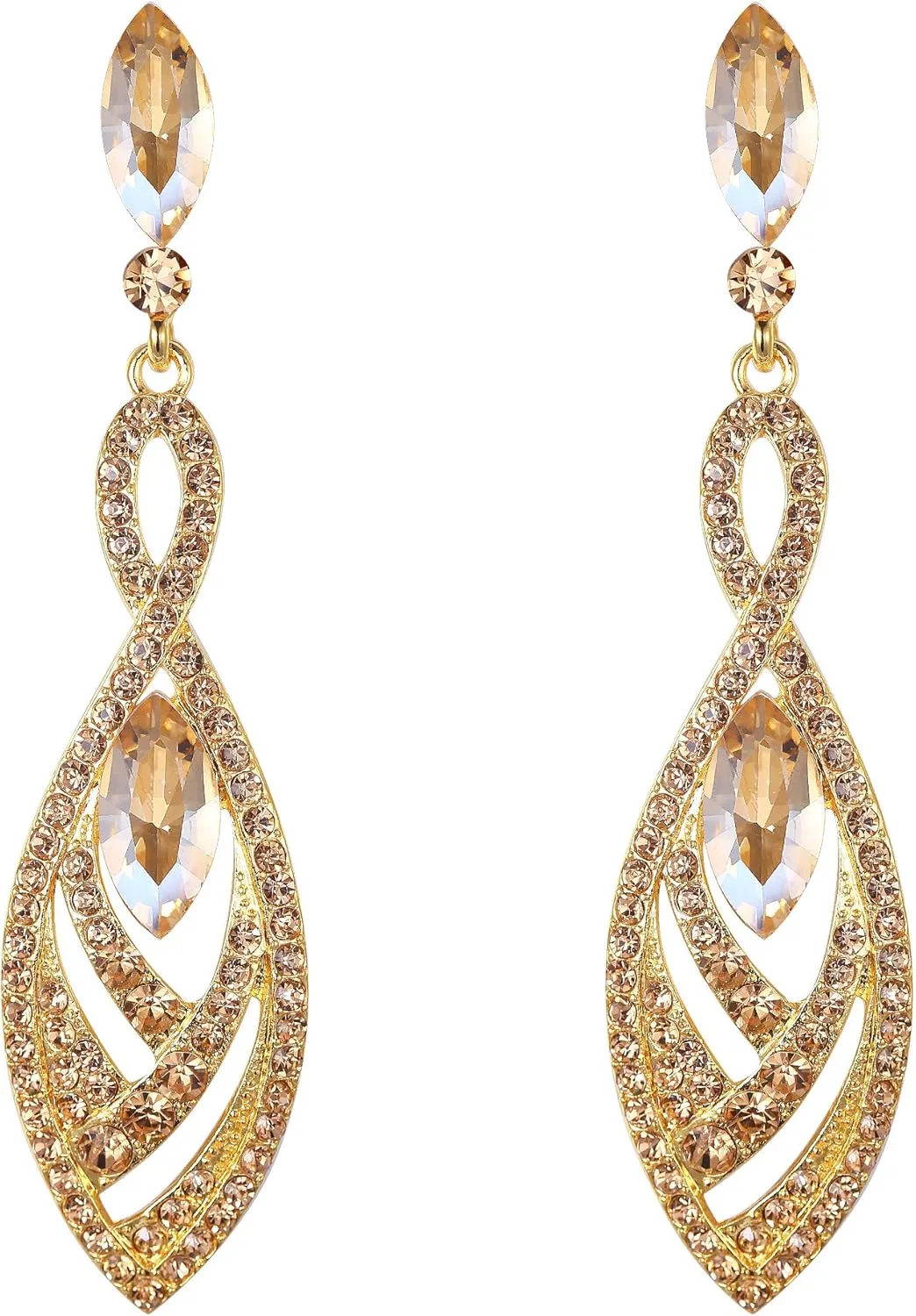 BriLove Women's Crystal Gorgeous Twisted Dual Chandelier Teardrop Fashion Pierced Dangle Earrings