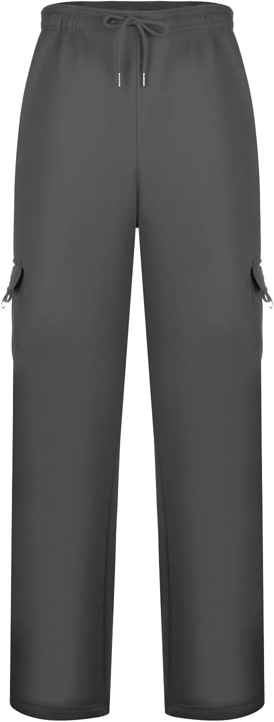 Cargo Sweatpants for Men 2025 Trendy Stretch Elastic Waist Jogger Pants Warm Fleece Pants Cozy Baggy Sports Trousers