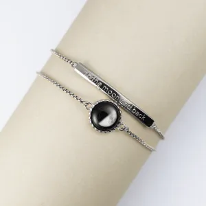 Carina Twist and Engravable Bar Bracelet in Stainless Steel