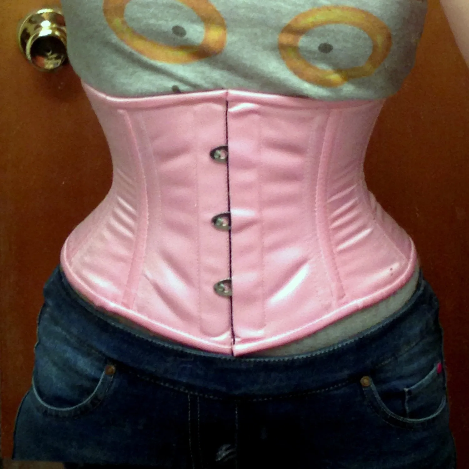 Classic satin steel-boned authentic waspie corset for tight lacing and waist training.