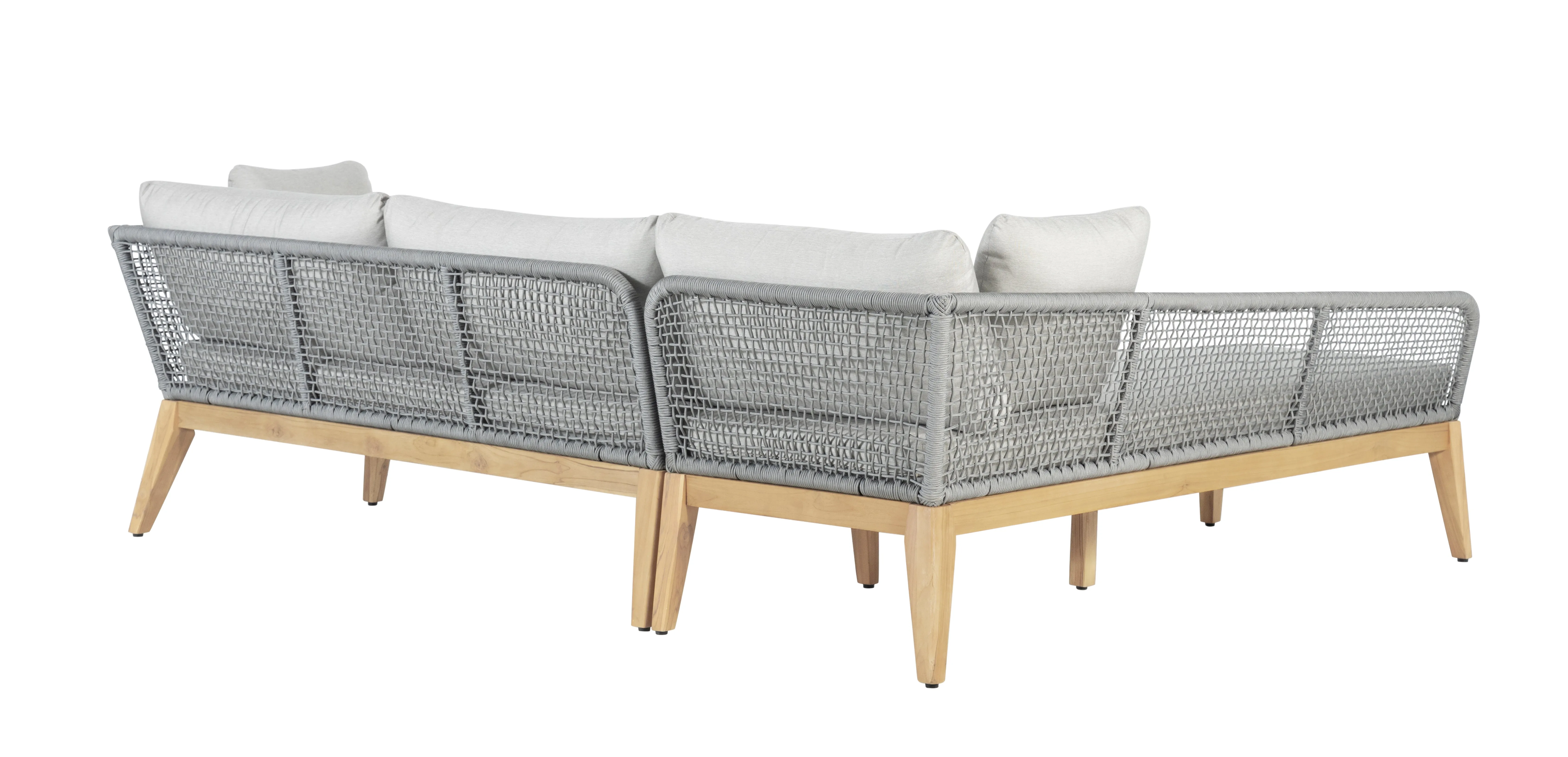 Cypress Teak Wood 2-piece Left Arm Chaise Outdoor Sectional - Gray