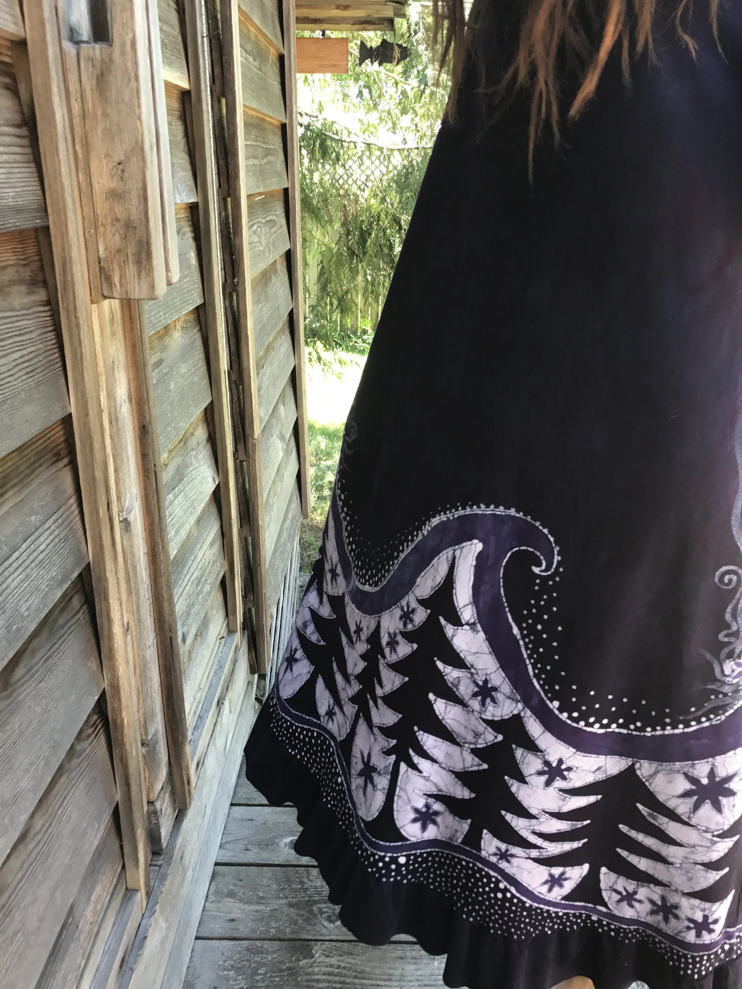 Deep Purple Forest Dream Organic Cotton Batik Dress - Size XL