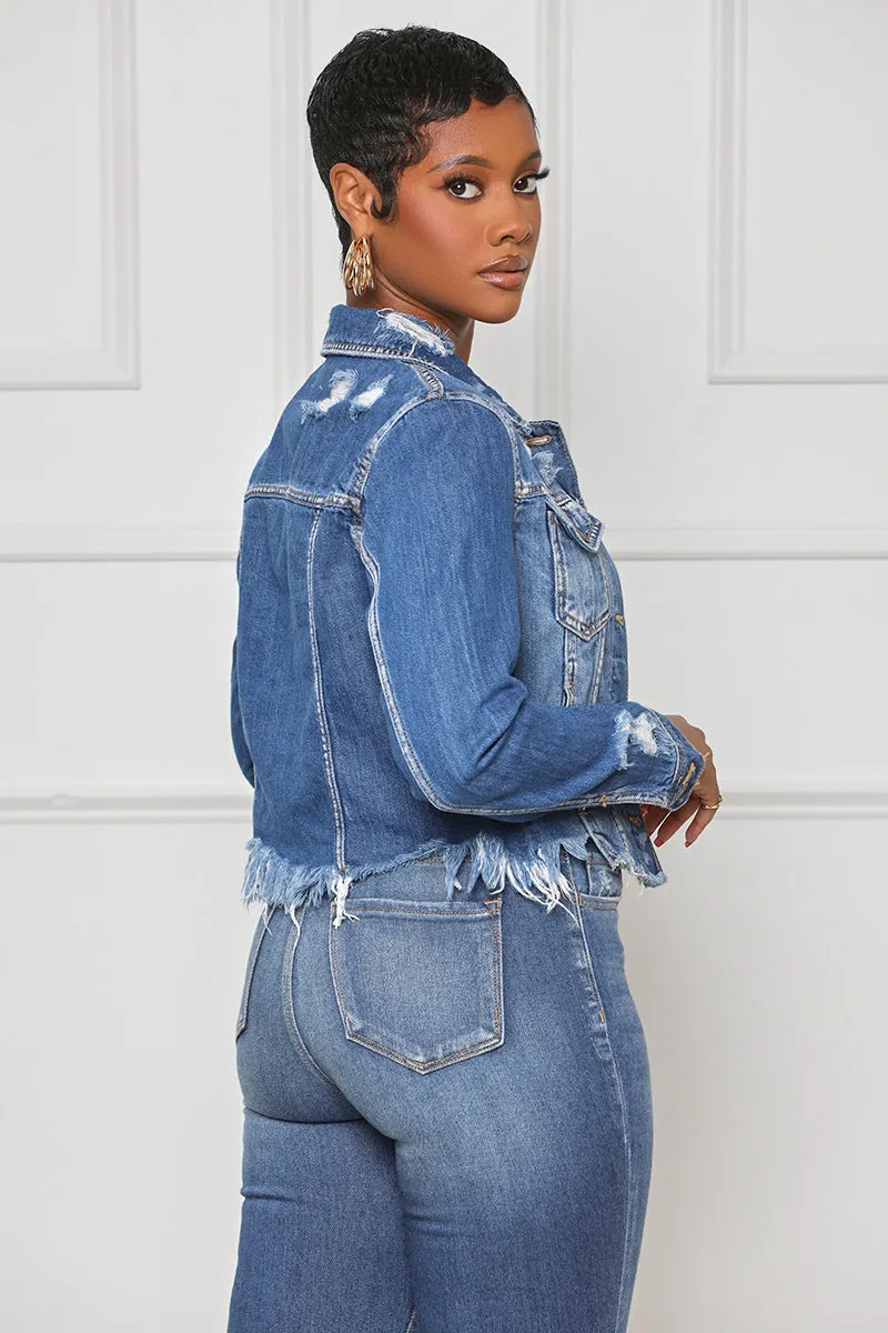 Distressed Crop Denim Jacket- FINAL SALE
