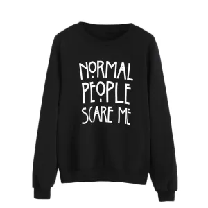 Dotfashion Black Letter Print Pullovers Loose Sweatshirt