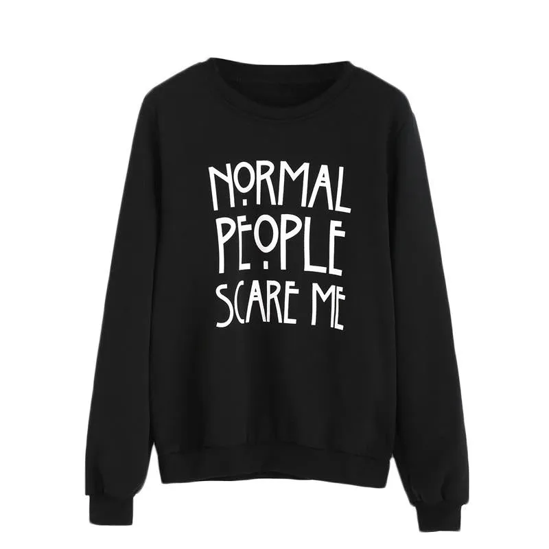 Dotfashion Black Letter Print Pullovers Loose Sweatshirt