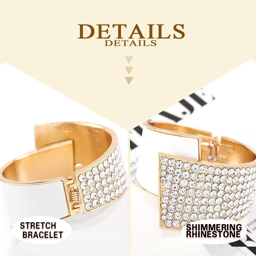 ELABEST Stylish Rhinestone Bracelet Cuff Bracelets Stretch Bracelets Sparkly Hand Chain Wedding Parties Jewelry Accessories for Women