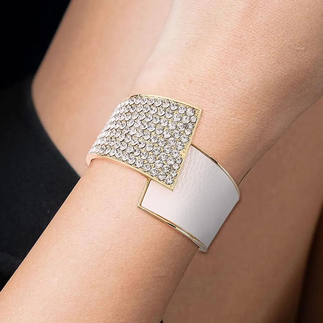 ELABEST Stylish Rhinestone Bracelet Cuff Bracelets Stretch Bracelets Sparkly Hand Chain Wedding Parties Jewelry Accessories for Women