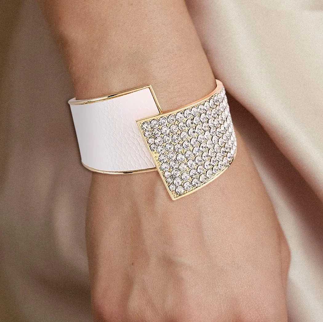 ELABEST Stylish Rhinestone Bracelet Cuff Bracelets Stretch Bracelets Sparkly Hand Chain Wedding Parties Jewelry Accessories for Women