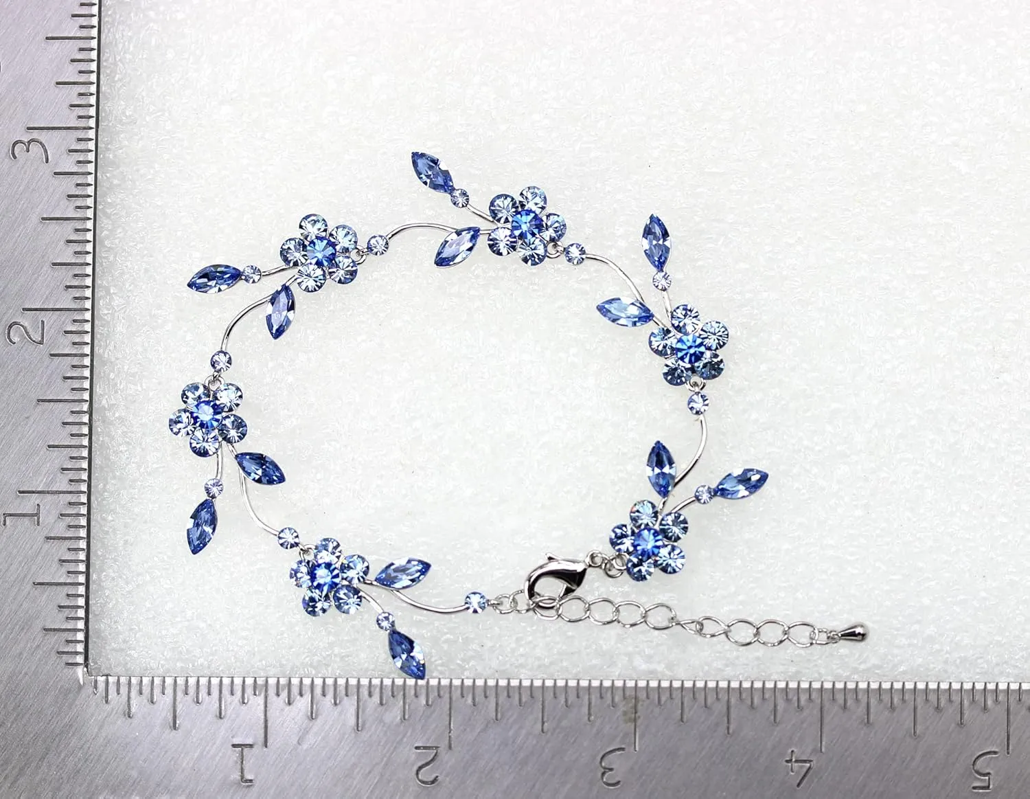 Faship Gorgeous Rhinestone Crystal Floral Necklace Earrings Set