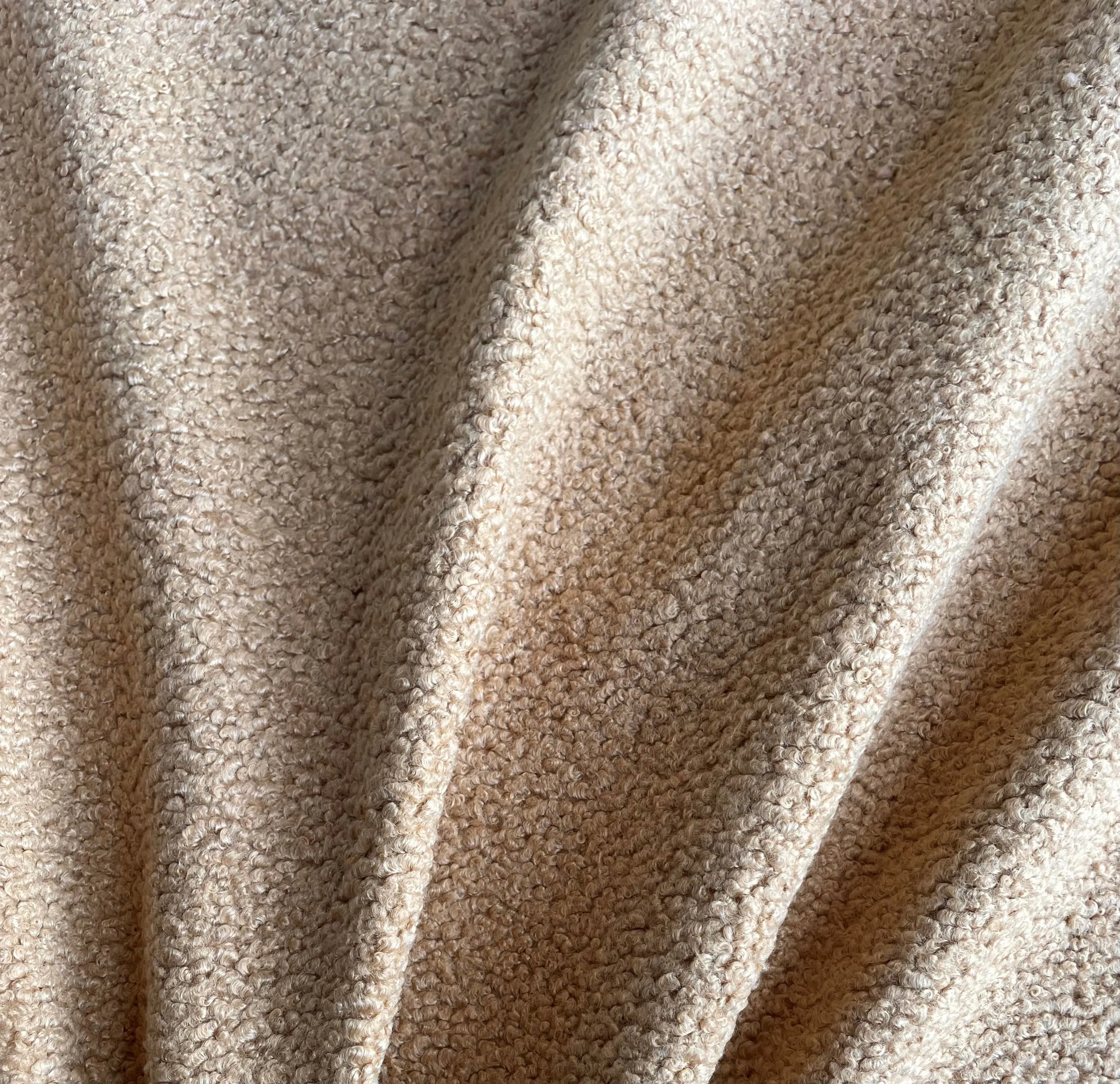 Faux Sherpa Fur Fabric / Blush Poodle Fabric / Home Decor Fabric / Blush Caramel or Ivory Faux Fur Fabric by the Yard