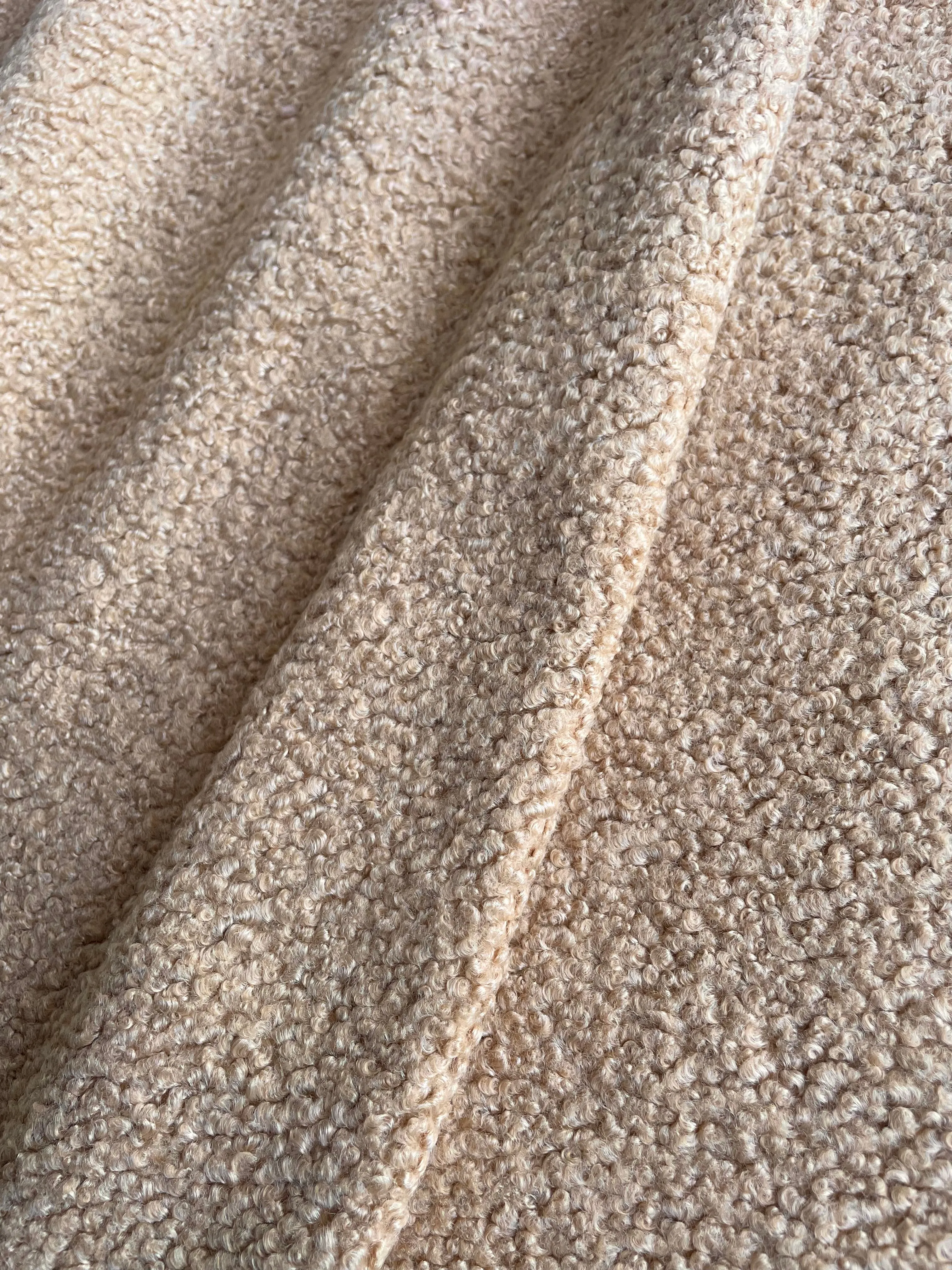 Faux Sherpa Fur Fabric / Blush Poodle Fabric / Home Decor Fabric / Blush Caramel or Ivory Faux Fur Fabric by the Yard