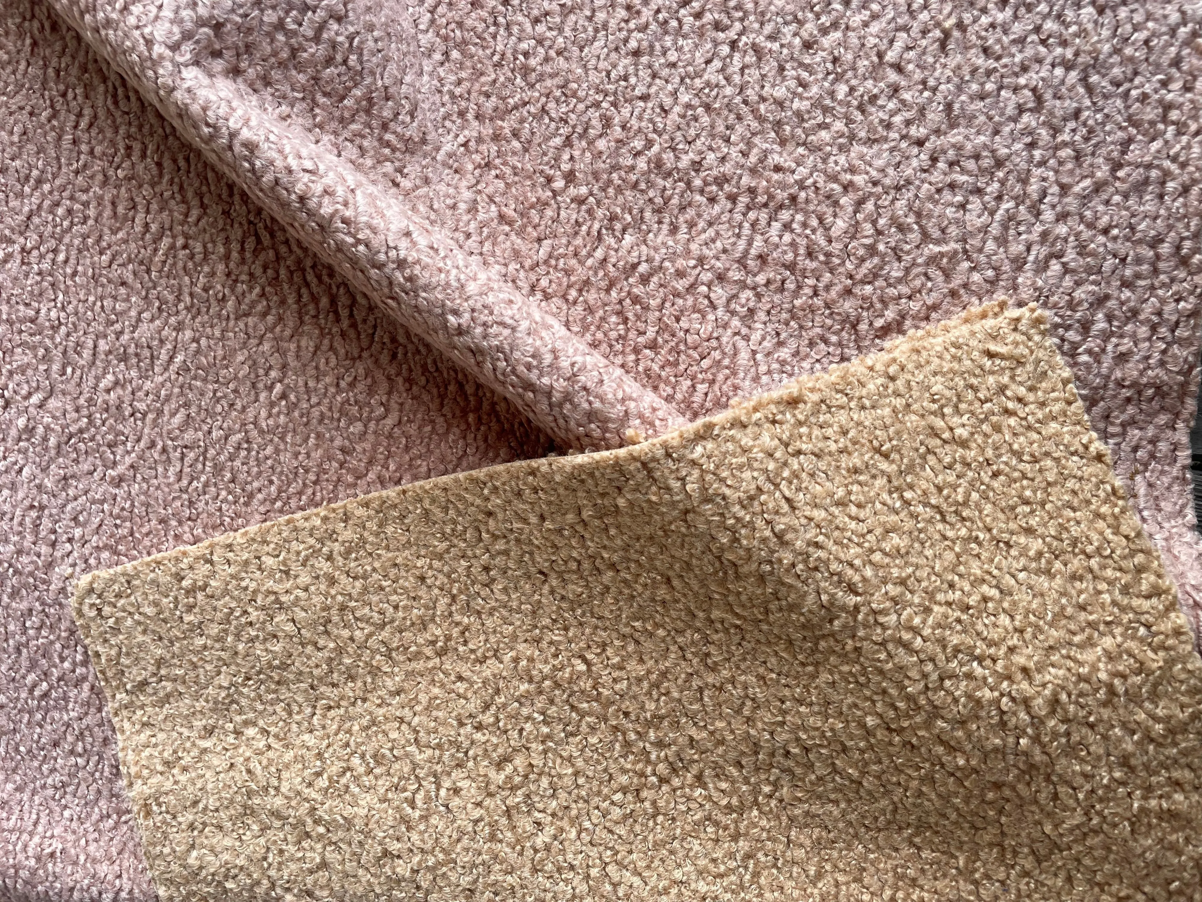 Faux Sherpa Fur Fabric / Blush Poodle Fabric / Home Decor Fabric / Blush Caramel or Ivory Faux Fur Fabric by the Yard