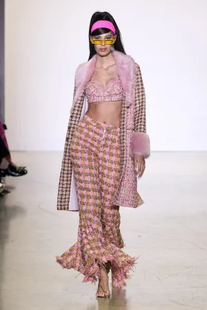 Flared Pink Tweed Pant-Final Sale