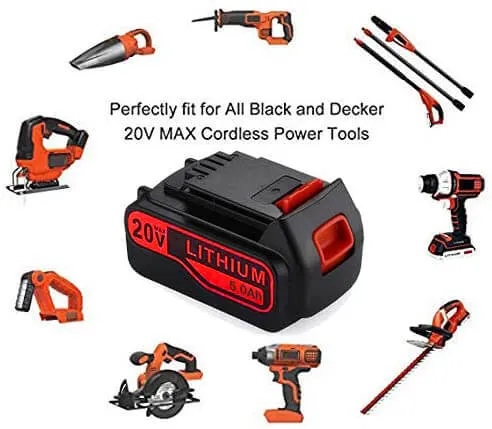 For Black and Decker 20V Battery 5Ah | LBXR2040 Lithium Battery 6 Pack