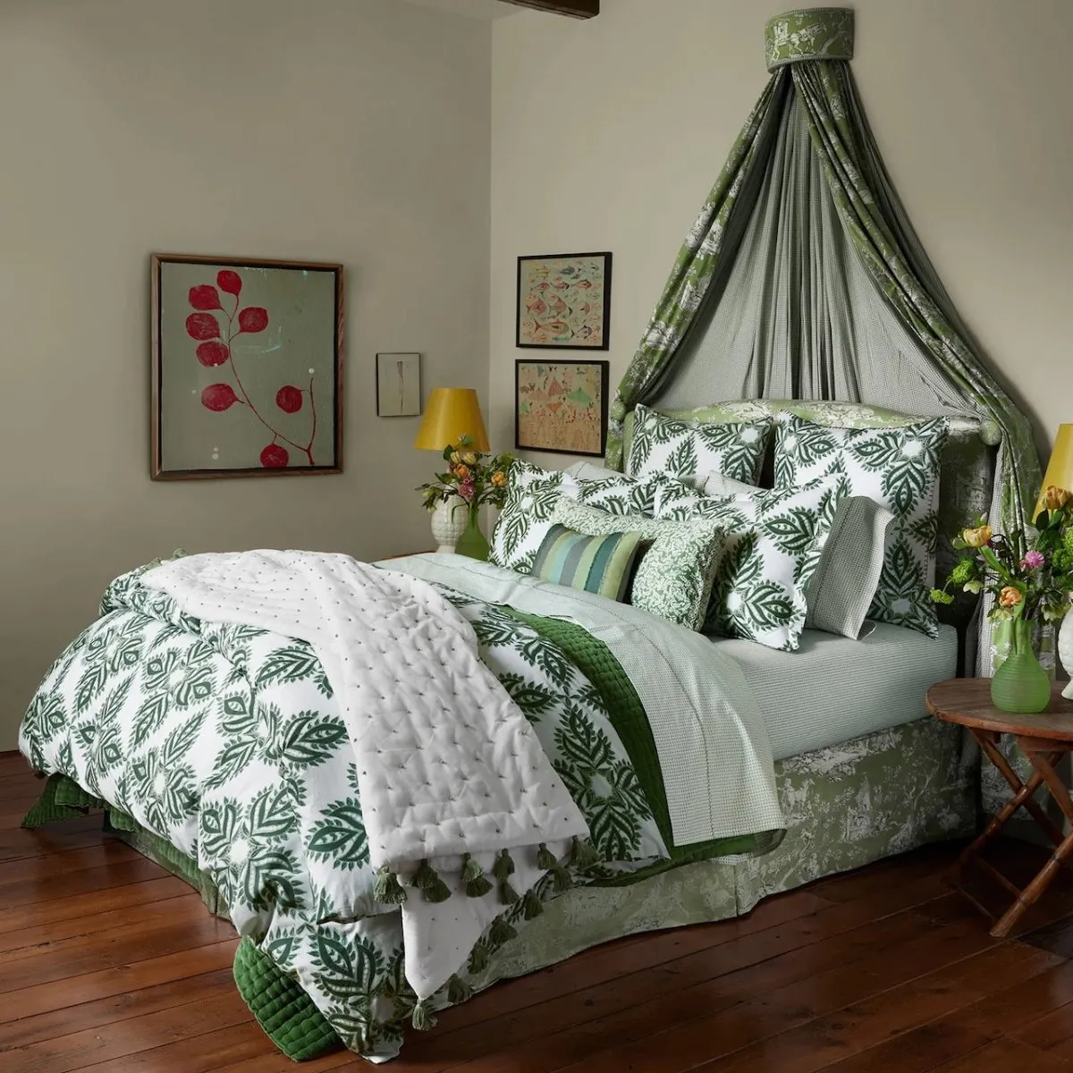 French Knot Dark Sage Throw Blanket by John Robshaw