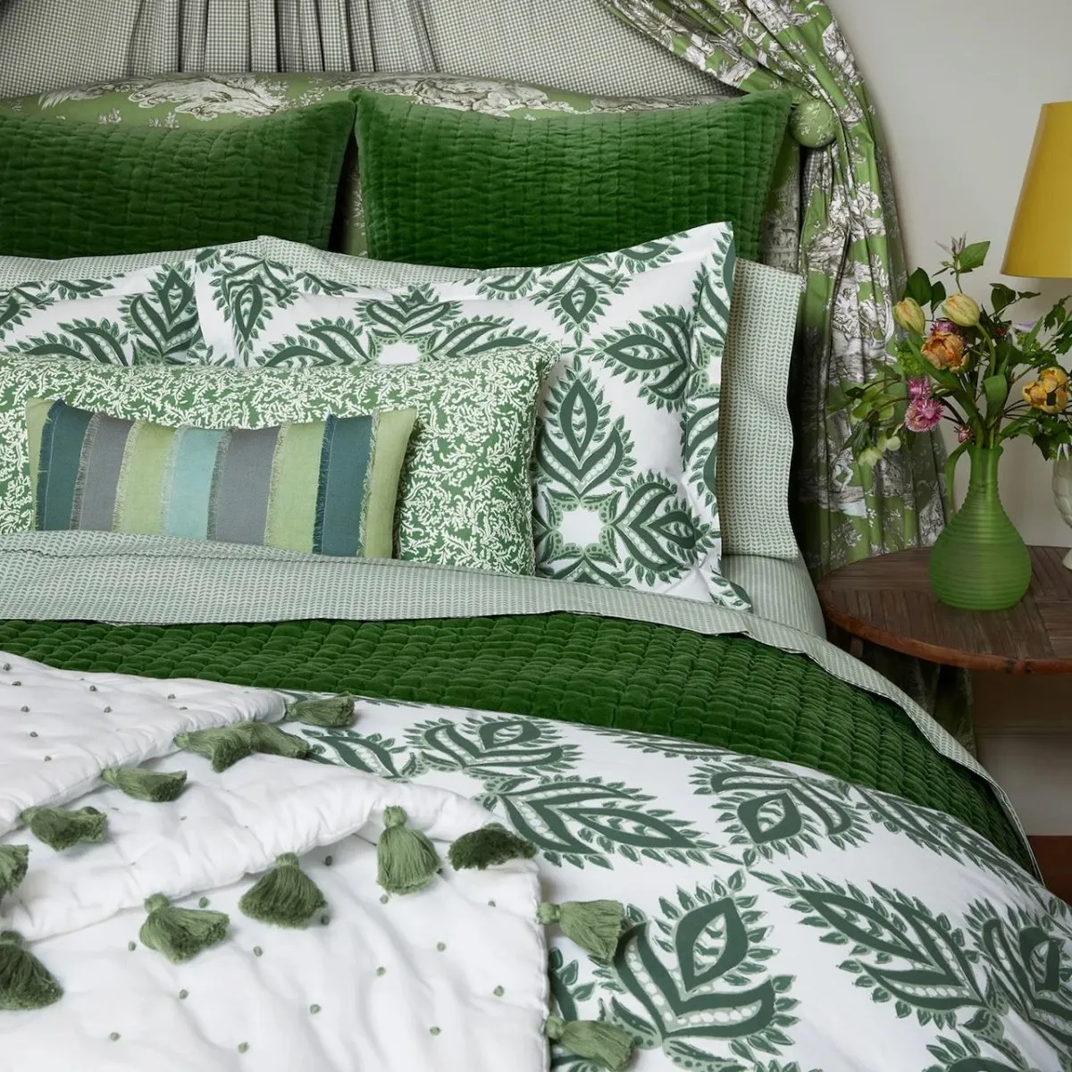 French Knot Dark Sage Throw Blanket by John Robshaw