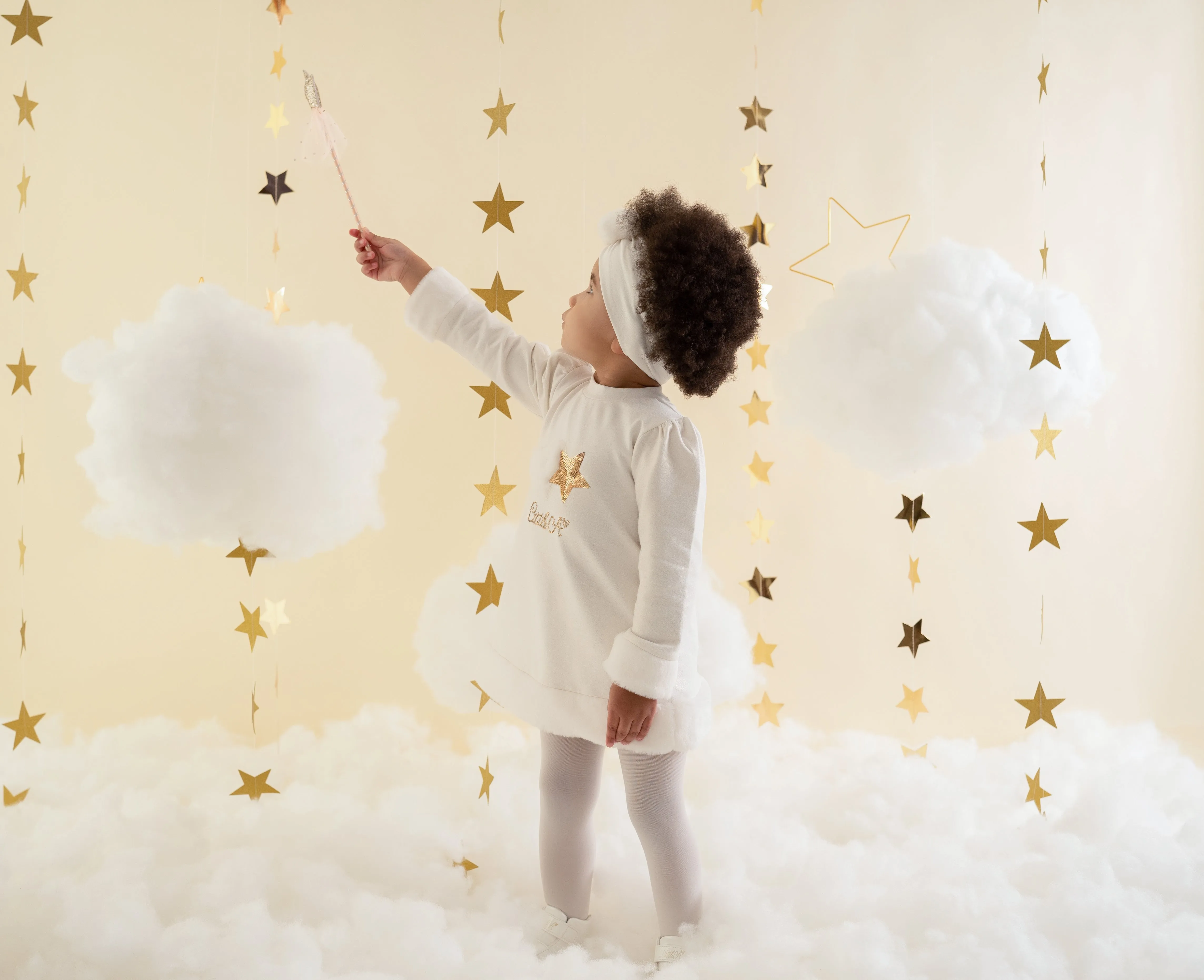 Little A - White fur trimmed star dress, Fallon